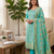 Seagreen Chanderi Banarasi silk zari woven design dress material