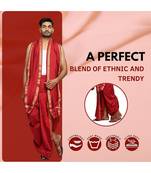 cobra lifes Readymade Dhoti for Men, Velcro Style Stitched Mens Silk Dhoti Pant Set, Free Size