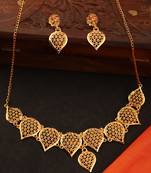 Piah fashion alloy gold plated deginer necklace set for women & girls-8090