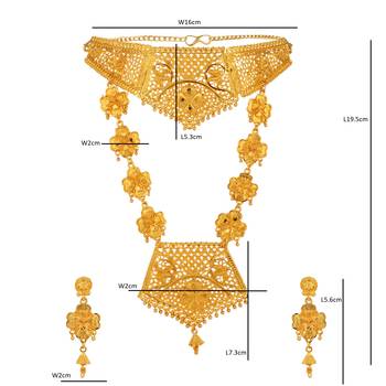 Piah fashion alloy gold plated deginer traditional necklace set for women & girls-8084 3