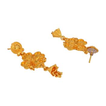 Piah fashion alloy gold plated deginer traditional necklace set for women & girls-8084 4