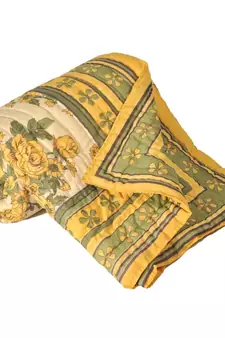 Green Floral Print Pure Cotton Double Bed Quilt Diwali Gift 326