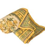 Green Floral Print Pure Cotton Double Bed Quilt Diwali Gift 326