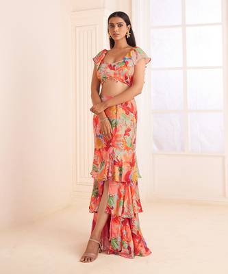 Blush Pink Abstract Printed Skirt Set 1