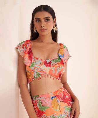 Blush Pink Abstract Printed Skirt Set 4