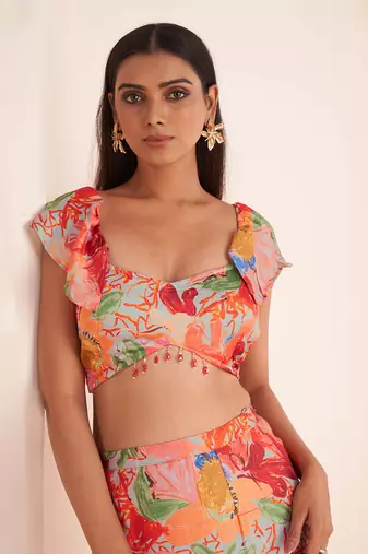Blush Pink Abstract Printed Skirt Set