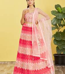 Multicolor Real Mirror With Thread Zari Sequins Embroidered Chinnon Lehienga Choli For Women