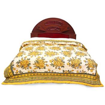Green Floral Print Pure Cotton Double Bed Quilt Diwali Gift 326 2