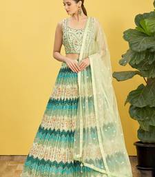 Fetching Green Real Mirror With Thread Zari Sequins Embroidered Chinnon Designer Lehenga Choli