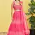 delightful ombre pink colored digital printed in zigzag pattern lightweight organza fabric indian designer lehenga dress