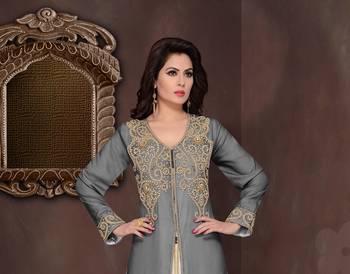 Black embroidered georgette Islamic kaftans with hijab 2