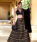 Black Silk Lehenga Choli with Embroidery and Georgette Dupatta