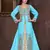Cyan embroidered georgette Islamic kaftans with hijab