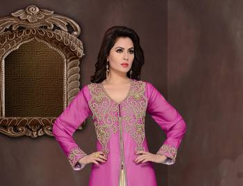 Wine embroidered georgette Islamic kaftans with hijab 2