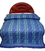 Fancy Multi Design Chequered Blue Double Bed Quilt Deepawali Gift 343