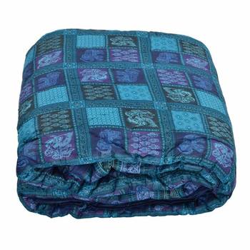 Fancy Multi Design Chequered Blue Double Bed Quilt Deepawali Gift 343 2