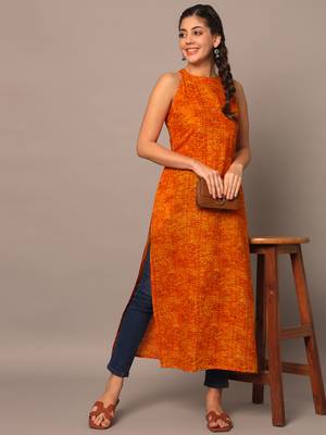 Yellow bandhani straight indo - western kurta 1