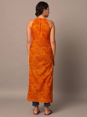 Yellow bandhani straight indo - western kurta 3