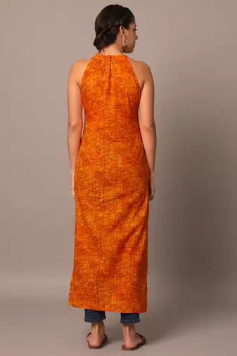Yellow bandhani straight indo - western kurta
