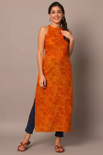 Yellow bandhani straight indo - western kurta