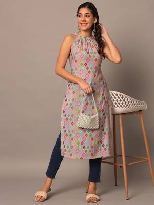 Pink silk indo-western straight kurta 1