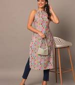 Pink silk indo-western straight kurta