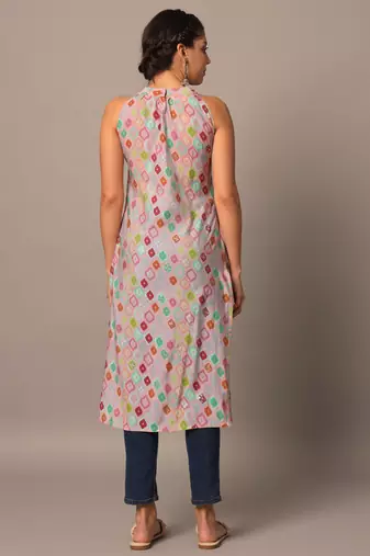 Pink silk indo-western straight kurta
