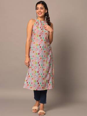 Pink silk indo-western straight kurta 5