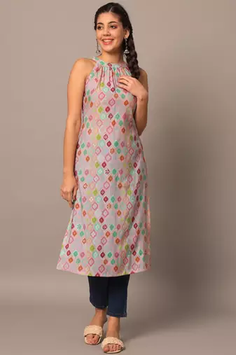 Pink silk indo-western straight kurta