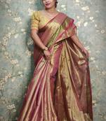 Fabulous Peach Soft Tissue Saree Jori Border 