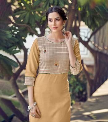 Designer Rayon Beige Color PatchWork Solid Kurta 2
