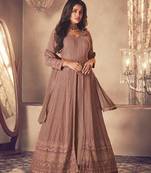 Light brown colour faux groegette embroidered salwar suits for women