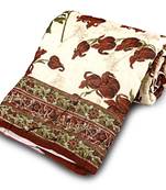 Floral Hand Block Cotton Single Bed Razai Quilt Deepawali Gift 104