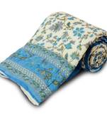 Hand Block Golden Print Cotton Single Bed Quilt Deepawali Special Gift 107