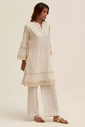 Off white silver woven co-ord set