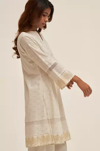 Off white silver woven co-ord set