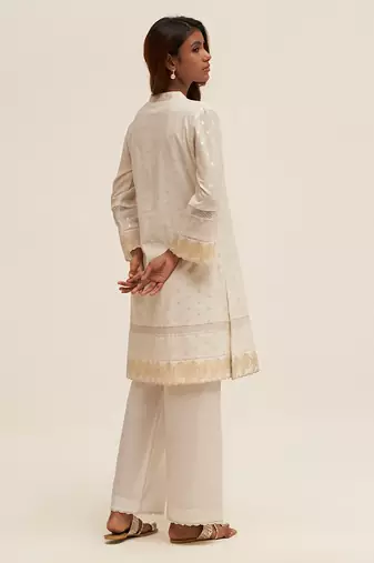 Off white silver woven co-ord set