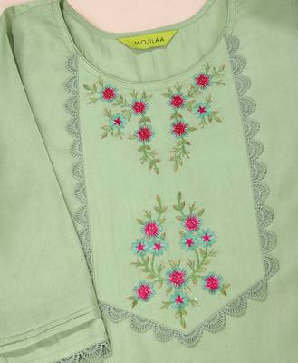  light green viscose floral embroidered straight kurta 5
