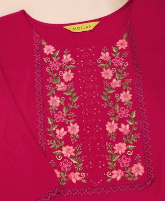  magenta viscose floral embroidered straight kurta 5
