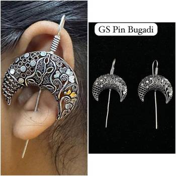 Silver pin bugadi earrings oxidized stud earrings indian boho jewelry silver hippie jewelry 1