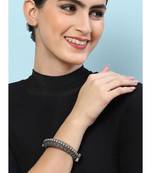 Indian silver plated bangles german silver luxury kada oxidized hand bracelet tribal jewelry