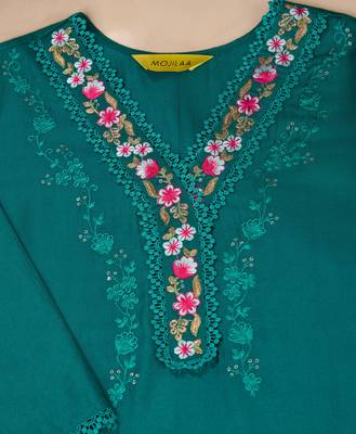  green viscose floral embroidered straight kurta 5