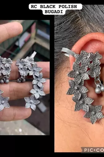 Oxidized german silver beautiful handmade bugadi for women indian unique designed traditional jewelry