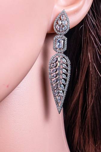 Cz american diamond earrings/indian jewelry/pakistani jewelry/bollywood jewelry/cz earrings