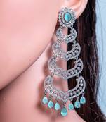 Diamond look cz silver dangler earrings mint green american diamond ad silver earrings