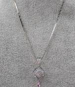 Zirconium faux diamond pendant set, silver plated cz necklace set,american diamond,indian jewellery