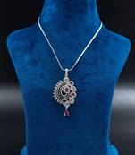 Diamond pendant set, cz pendant with chain and earrings replica american diamond partywear prom jewelry