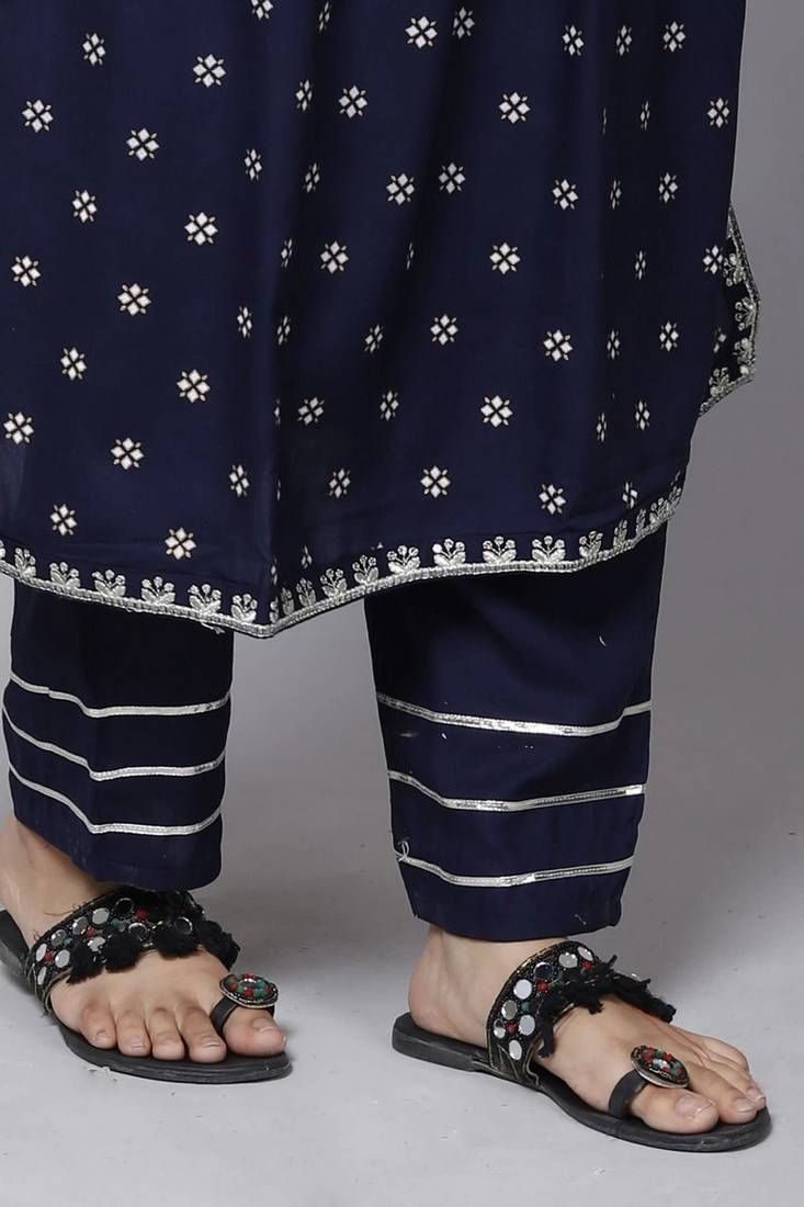 Women's Embroidery Nayra Cut Kurti With pent and Dupatta Set 