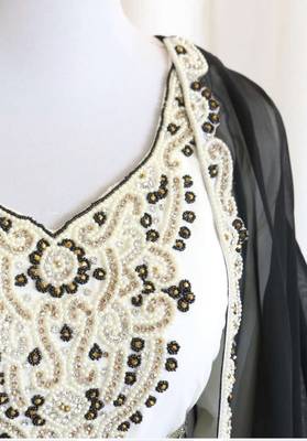Grand Black & White Layered Kaftan with Silver Zari Work | Luxury Event Dress 2