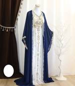 Blue and White Georgette Zari Work Kaftan
